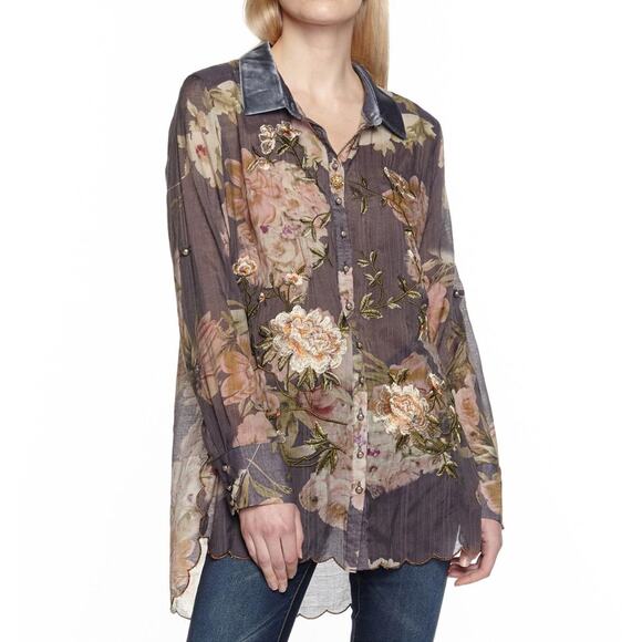 Aratta Silent Journey Tops - Aratta Silent Journey Multicolor  Embroidered Blouse Shirt, detailed, multicolor